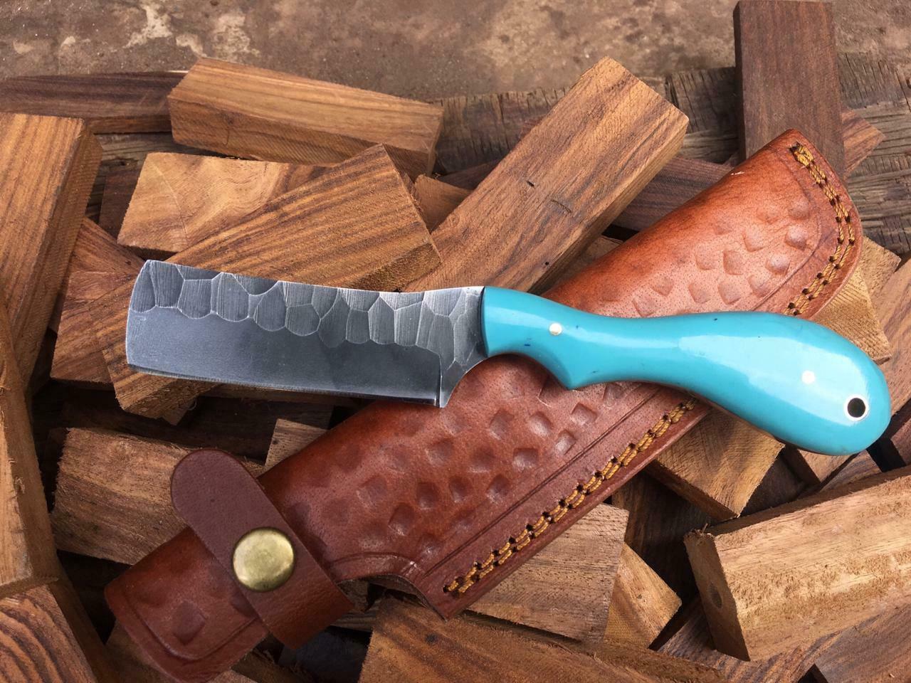 |NB KNIVES| CUSTOM HANDMADE COWBOY BULL CUTTER KNIFE WITH LEATHER SHEATH