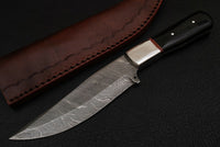 Handmade Damascus Steel Hunting Knife Bull Horn Handle