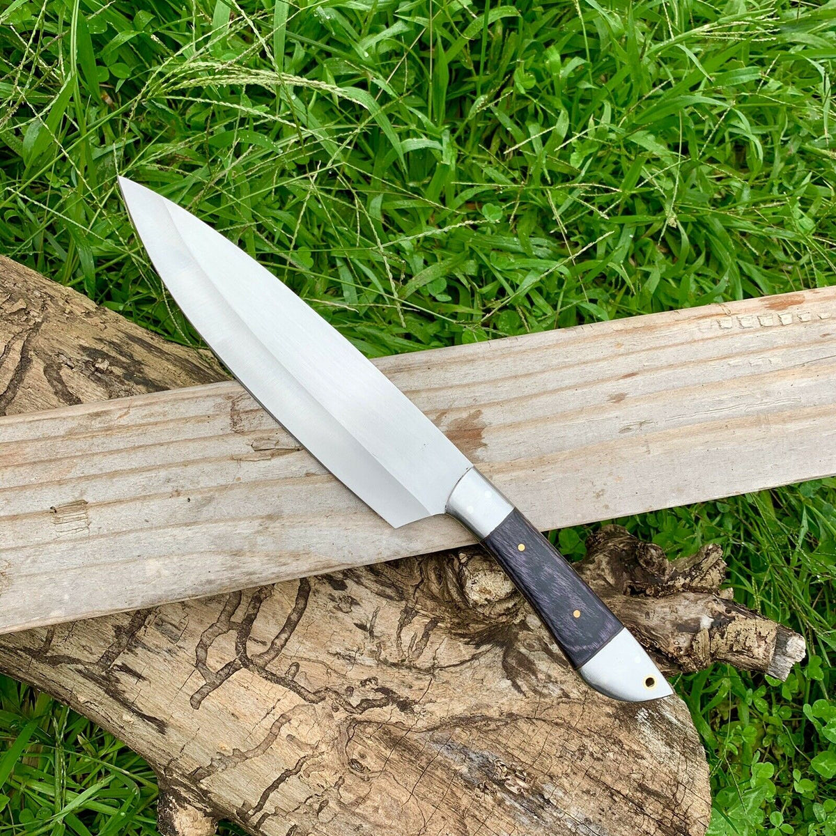 CUSTOM HANDMADE D2 STEEL CHEF KNIFE WITH LEATHER SHEATH