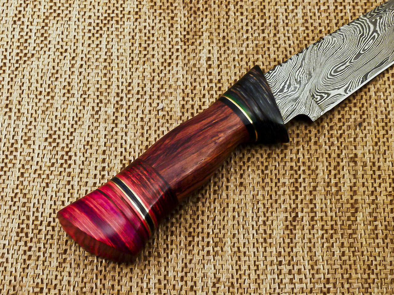 BEAUTIFUL CUSTOM HAND FORGED DAMASCUS STEEL HUNTING KNIFE "HARD WOOD - NB CUTLERY LTD