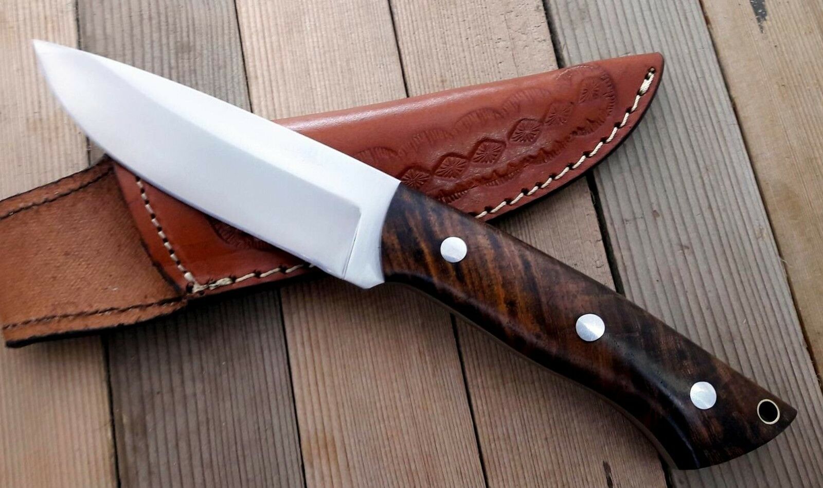 CUSTOM HANDMADE D2 TOOL STEEL HUNTING KNIFE /ROSEWOOD - NB CUTLERY LTD