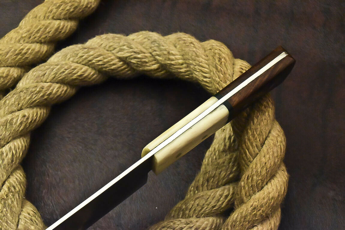 CUSTOM HANDMADE D2 STEEL CHEF KNIFE WITH LEATHER SHEATH
