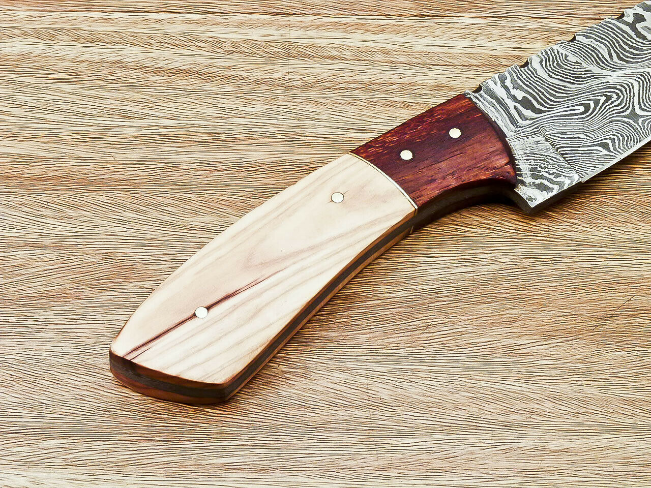 |NB KNIVES| CUSTOM HAND FORGED DAMASCUS STEEL HUNTING KNIFE "OLIVE WOOD"