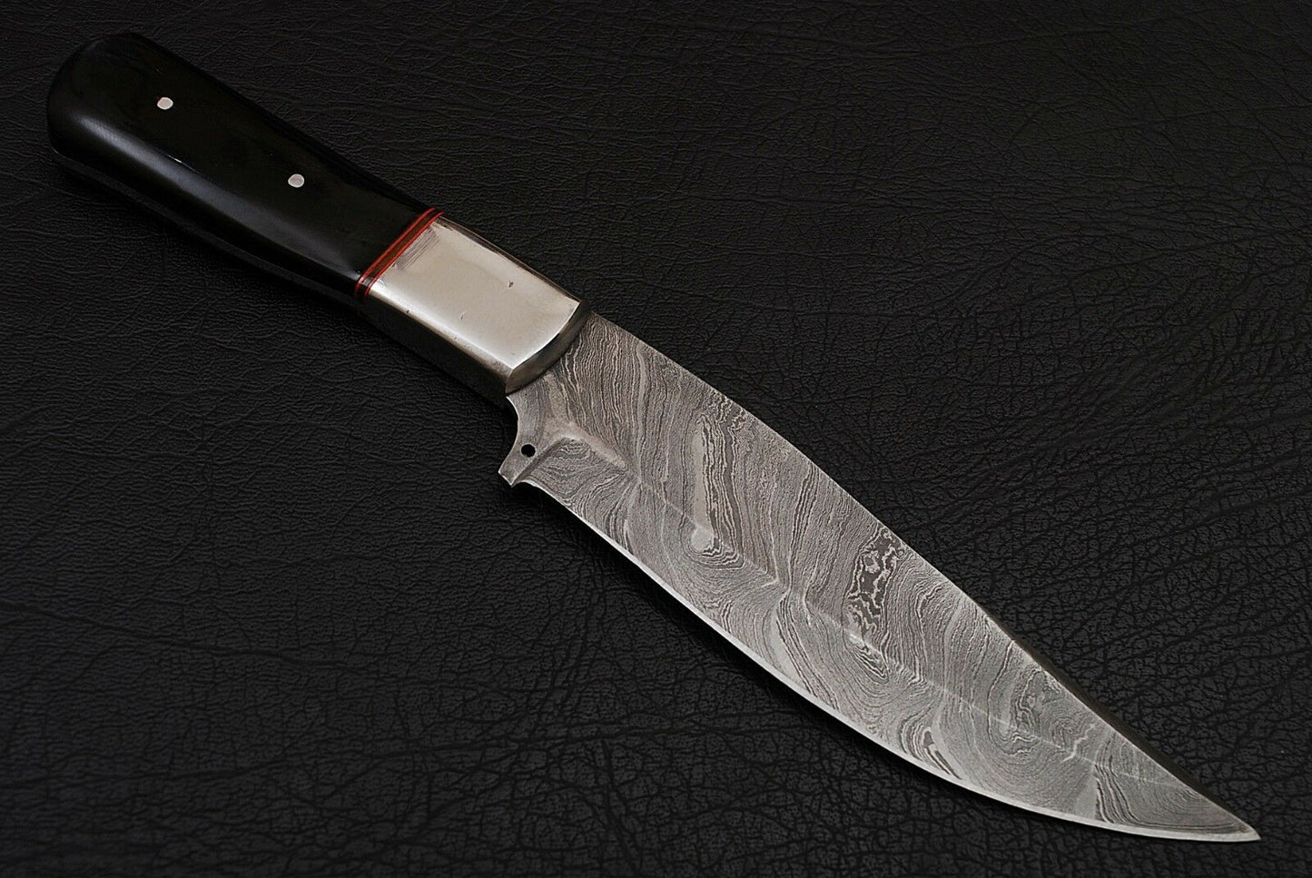 Handmade Damascus Steel Hunting Knife Bull Horn Handle