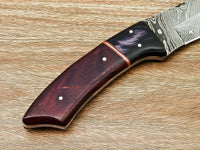 CUSTOM HAND FORGED DAMASCUS STEEL HUNTING KNIFE "NATURAL WOOD