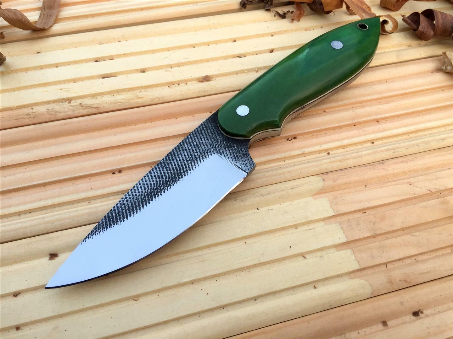 CUSTOM HANDMADE HUNTING/BUSHCRAFT KNIFE FROM FILE HANDLE HARDWOOD