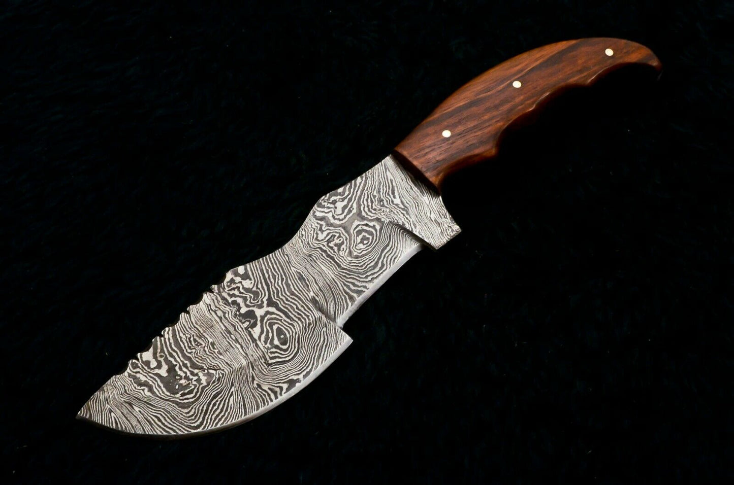 CUSTOM HANDMADE DAMASCUS STEEL HUNTING TRACKER KNIFE WITH LEATHER SHEATH