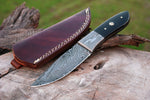 CUSTOM HAND MADE DAMASCUS HUNTING KNIFE HANDLE BUFFALO HORN