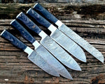 CUSTOM HANDMADE DAMASCUS 5 PCS CHEF SET WITH LEATHER ROLL KIT