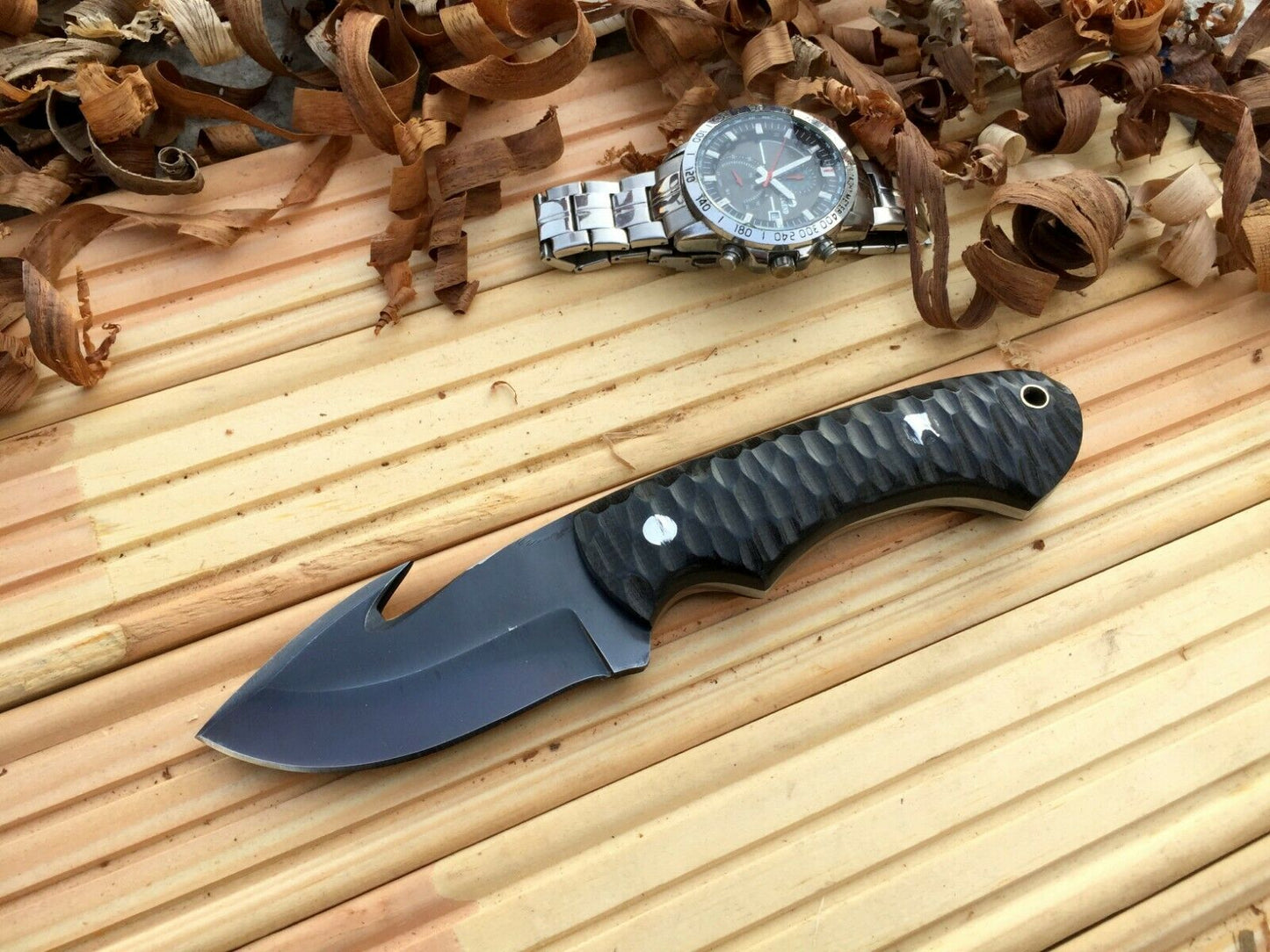 CUSTOM HANDMADE 1095 H.C STEEL KNIFE/ MICARTA TANG WORK HANDLE