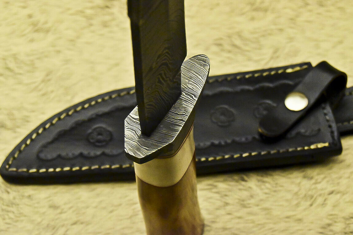 HANDMADE DAMASCUS STEEL BLADE HUNTING KNIFE | CAMEL BONE
