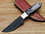 CUSTOM HANDMADE STAINLESS STEEL BLACK COTED BLADE HUNTING KNIFE HANDLE HARDWOOD