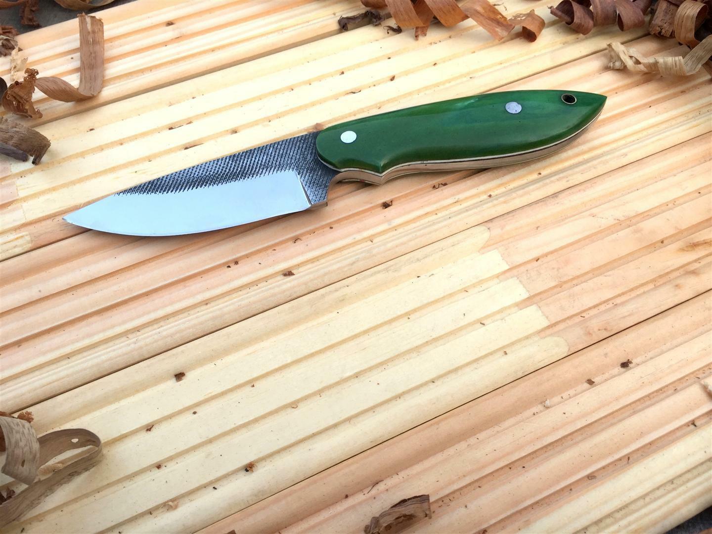 CUSTOM HANDMADE HUNTING/BUSHCRAFT KNIFE FROM FILE HANDLE HARDWOOD