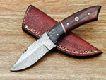 CUSTOM HAND FORGED DAMASCUS STEEL HUNTING KNIFE "NATURAL WOOD