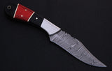 CUSTOM HANDMADE DAMASCUS HUNTING KNIFE HANDLE Genuine Red/Black Horn Handle with Brass