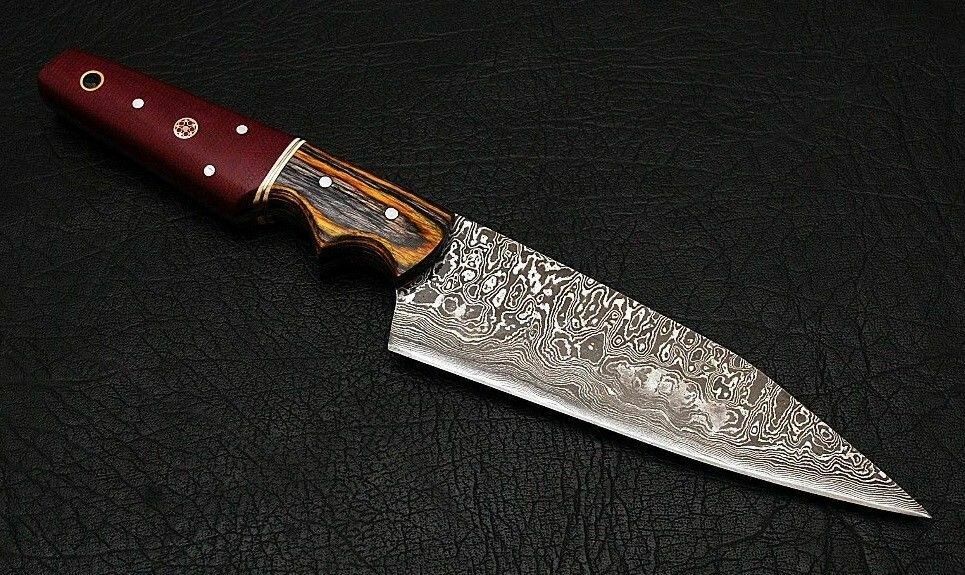Damascus Knives Custom Handmade-10.5"inch MICARTA/WOOD Handle Chef Kitchen Knife