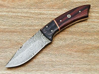 CUSTOM HAND FORGED DAMASCUS STEEL HUNTING KNIFE "NATURAL WOOD