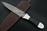 Custom Made Damascus Steel Hunting Bowie Knife Full Tang