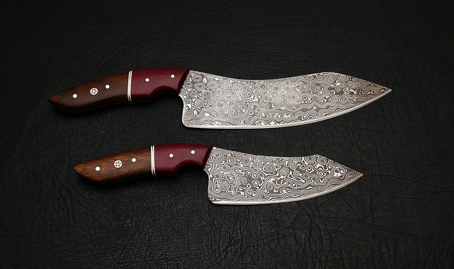 CUSTOM HANDMADE DAMASCUS 2 PCS CHEF KNIVES