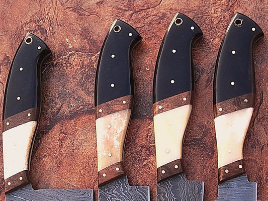 DAMASCUS CHEF/KITCHEN KNIFE CUSTOM MADE BLADE 4 Pcs. Set - NB CUTLERY LTD
