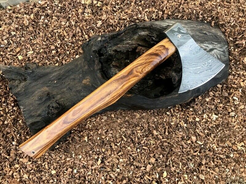 Awesome Custom Handmade Damascus Steel Axe With Leather Sheath High-quality Camping Axe Tactical Survival Hatchets Compact Backpacking Axe