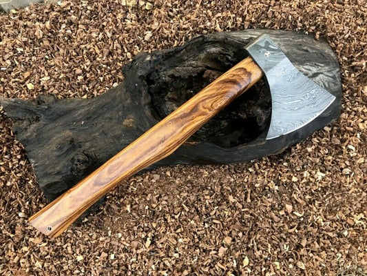 Awesome Custom Handmade Damascus Steel Axe With Leather Sheath High-quality Camping Axe Tactical Survival Hatchets Compact Backpacking Axe