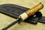 HANDMADE DAMASCUS STEEL BLADE HUNTING KNIFE | CAMEL BONE