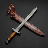 Handmade Beautiful 25.50 inches Damascus Steel Hunting Sword with sheath