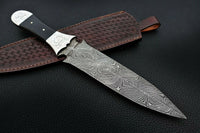 Custom Made Damascus Steel Hunting Bowie Knife Full Tang