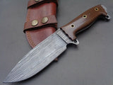 Custom Handmade Damascus Hunting Knife FULL TANG Micarta Handle