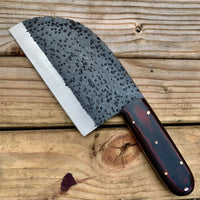 CUSTOM HAND FORGE CHOPPER KNIFE WITH LEATHER SHEATH