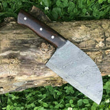 CUSTOM HANDMADE DAMASCUS CLEAVER KITCHEN KNIFE WITH LEATHER SHEATH