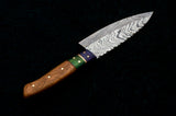 CUSTOM HANDMADE DAMASCUS STEEL CHEF KNIFE WITH LEATHER SHEATH