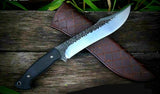 CUSTOM HANDMADE HIGH CARBON STEEL HUNTING KNIFE WITH LEATHER SHEATH