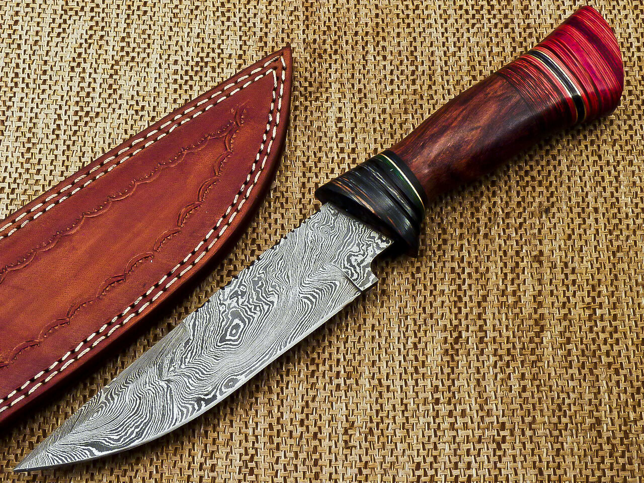 BEAUTIFUL CUSTOM HAND FORGED DAMASCUS STEEL HUNTING KNIFE "HARD WOOD - NB CUTLERY LTD