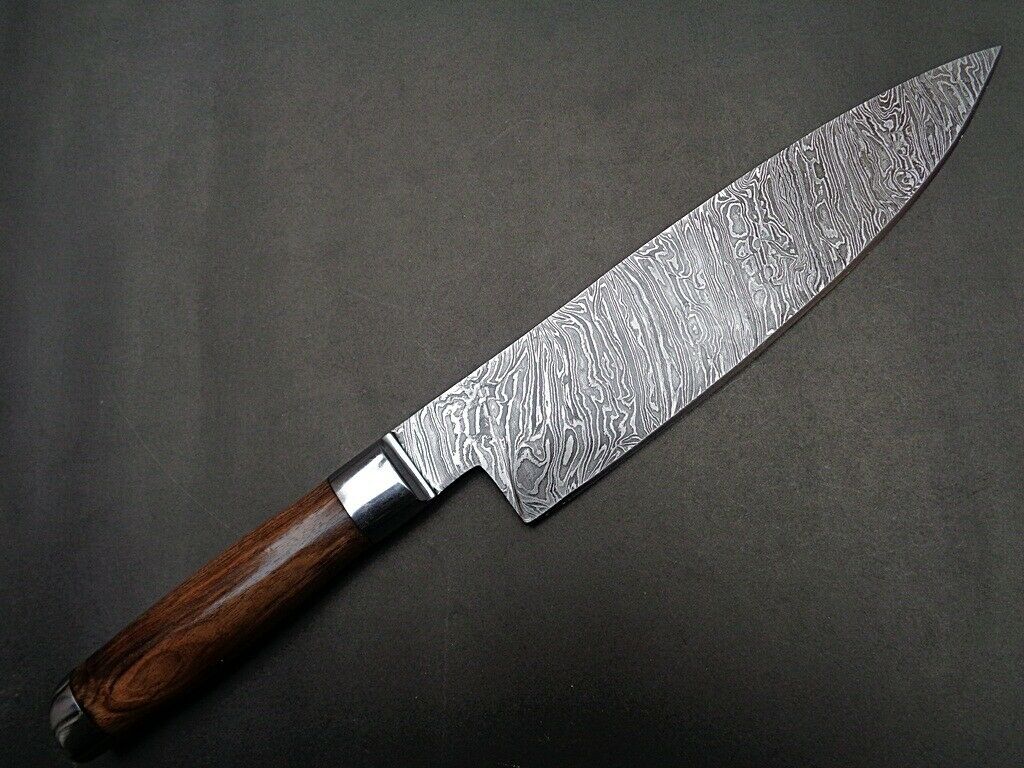 Damascus Knife Custom Handmade Kitchen Chef Knife WALNUT WOOD HANDLE
