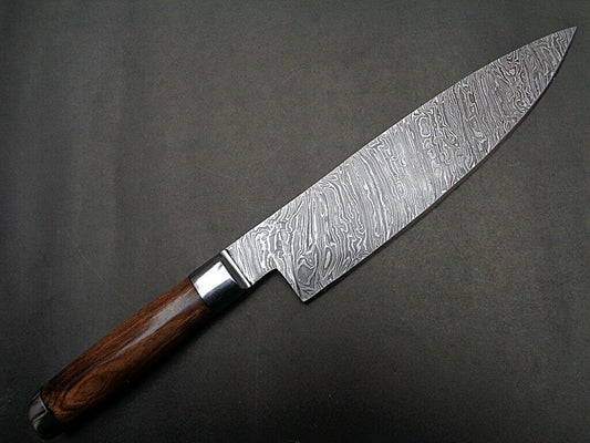 Damascus Knife Custom Handmade Kitchen Chef Knife WALNUT WOOD HANDLE