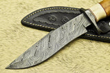 HANDMADE DAMASCUS STEEL BLADE HUNTING KNIFE | CAMEL BONE