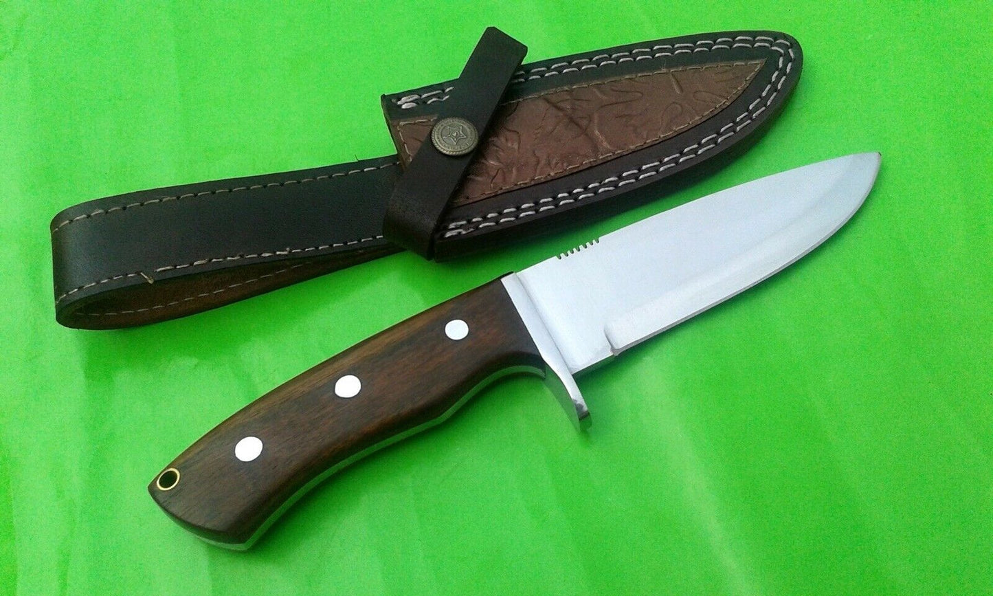 CUSTOM HANDMADE D2 STEEL HUNTING KNIFE HANDLE ROSEWOOD