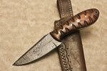 CUSTOM HANDMADE DAMASCUS FIXED BLADE HUNTING KNIFE HARDWOOD