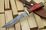 CUSTOM HAND MADE DAMASCUS STEEL HUNTING BOWIE KNIFE - BRASS GUARD