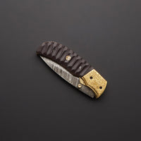 CUSTOM MADE DAMASCUS STEEL FOLDING/POCKET KNIFE + POUCH